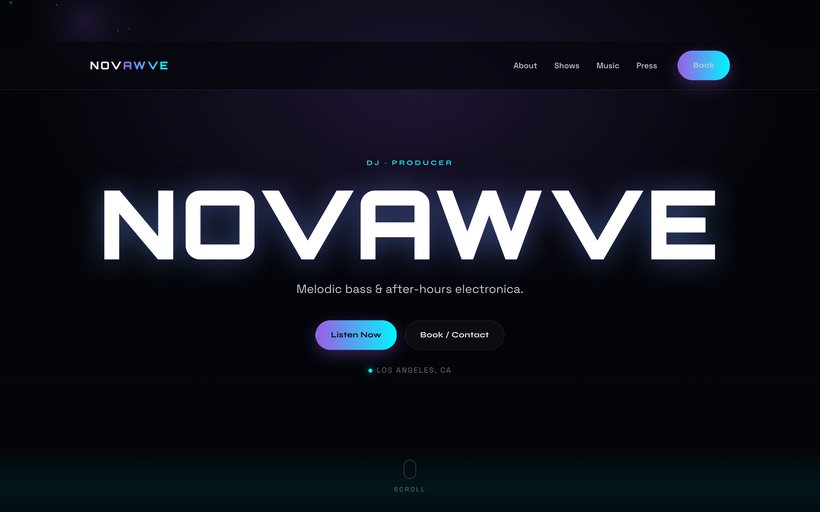 The Dark Neon EPK template by EPKITNOW, built for EDM & DJ artists