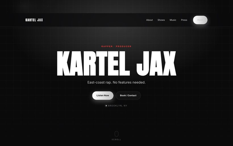 The Editorial EPK template by EPKITNOW, built for Hip-Hop & Rap artists