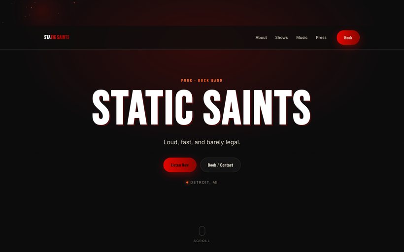The Grunge EPK template by EPKITNOW, built for Punk & Rock artists