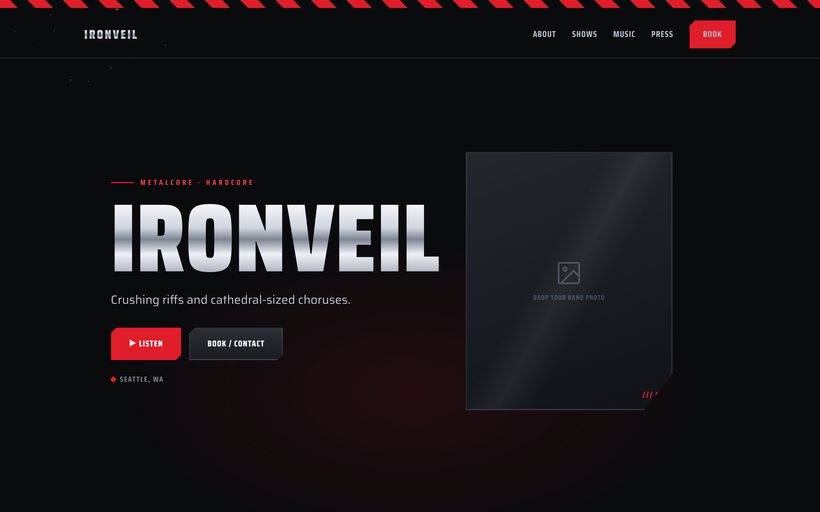 The Chrome EPK template by EPKITNOW, built for Metal artists