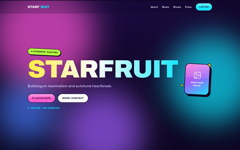 The Y2K EPK template by EPKITNOW, built for Hyperpop artists