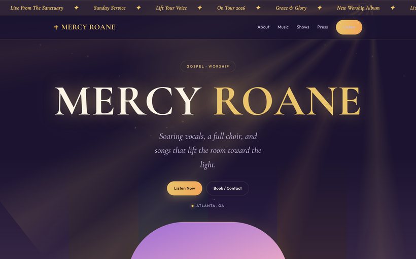 The Radiance EPK template by EPKITNOW, built for Gospel & Worship artists